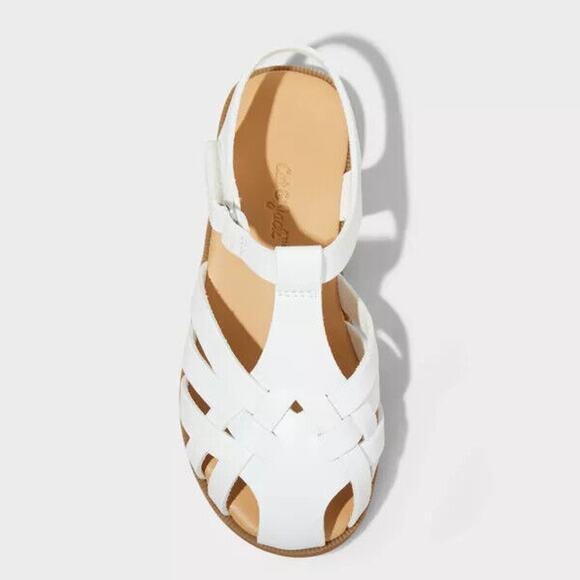 New Toddler Girls' Ella White Sandals Hook And Loop Strap Closed Toe Cat & Jack - Picture 3 of 4